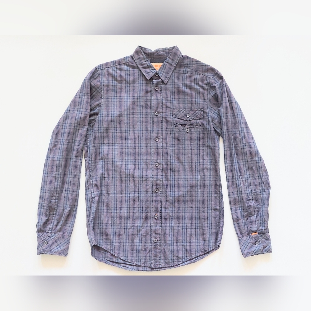 Hugo Boss Orange Long Sleeve Button Down Plaid Down Shirt Size Medium